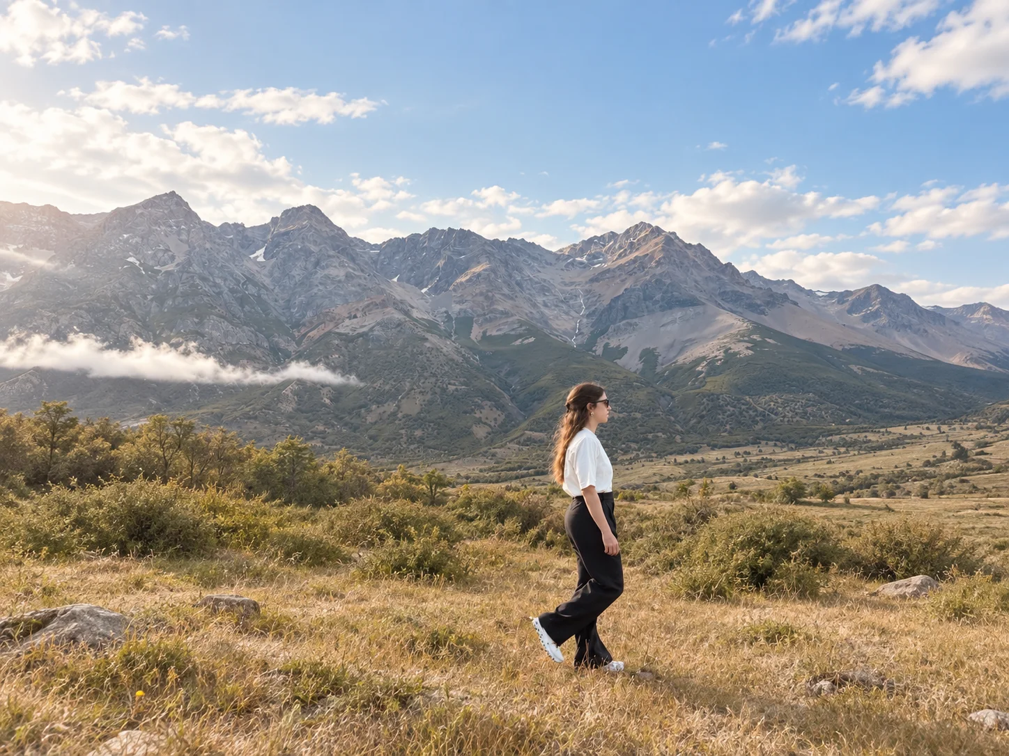 Fernanda walking in the mountains